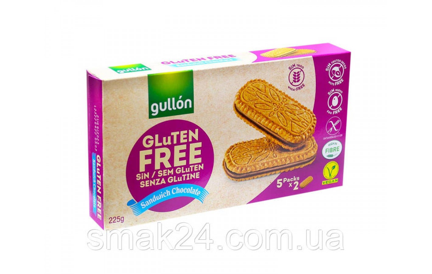 Печенье-сендвич с шоколадным кремом БЕЗ ГЛЮТЕНА Gullon Gluten Free Sendwich Chocolate 225гр (5х45г) Испания