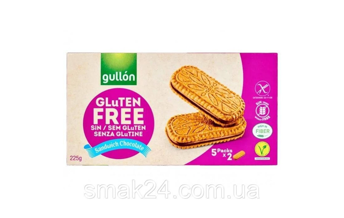 Печенье-сендвич с шоколадным кремом БЕЗ ГЛЮТЕНА Gullon Gluten Free Sendwich Chocolate 225гр (5х45г) Испания