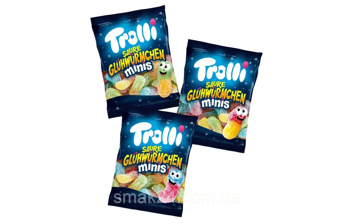 Желейні цукерки Без глютену Без лактози Кислі Світлячки Trolli Saure Gluhwurmchen 10 г Німеччина