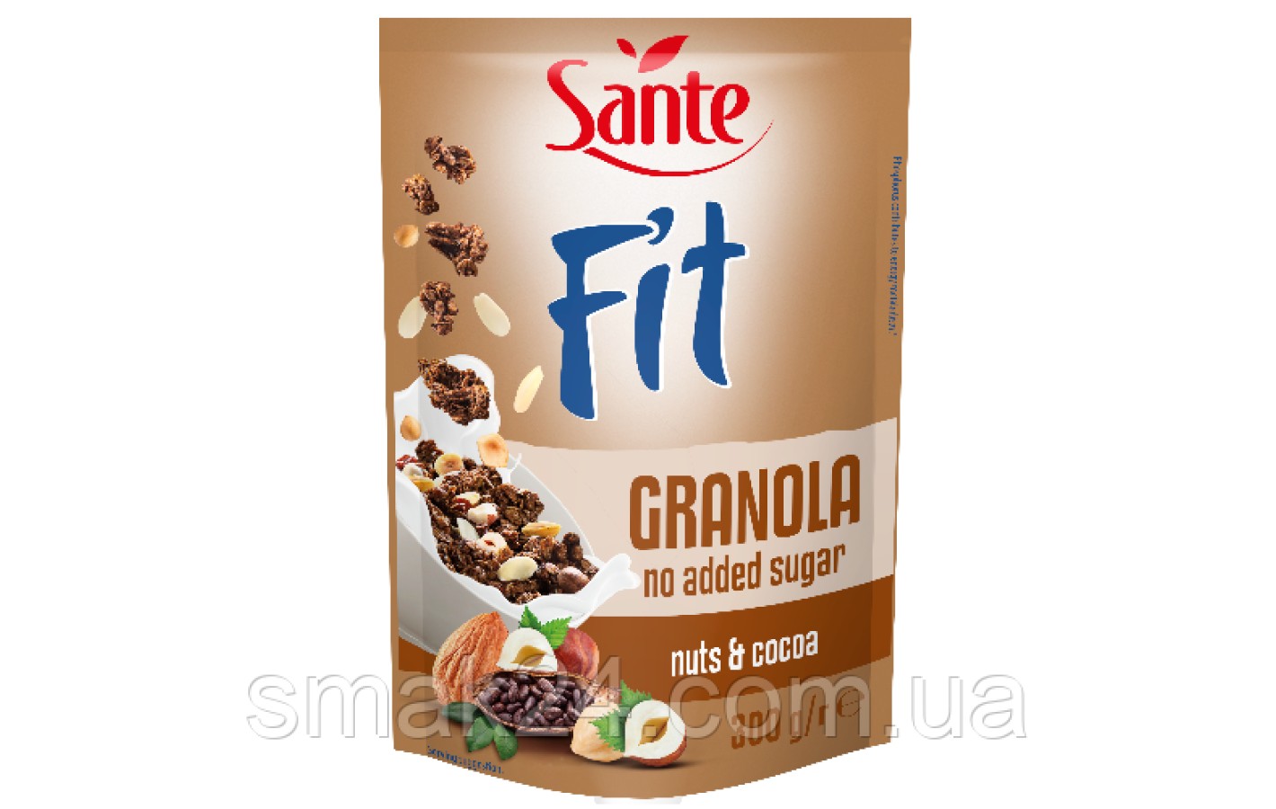 Гранола (Мюсли) с орехами и какао БЕЗ САХАРА Sante Fit Granola Nuts&Cocoa 300г Польша