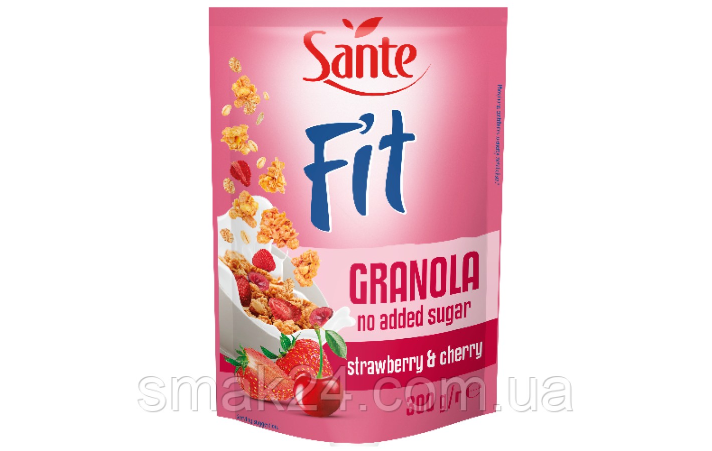 Гранола (Мюсли) с клубникой и вишней БЕЗ САХАРА Sante Fit Granola Nuts&Cocoa 300г Польша
