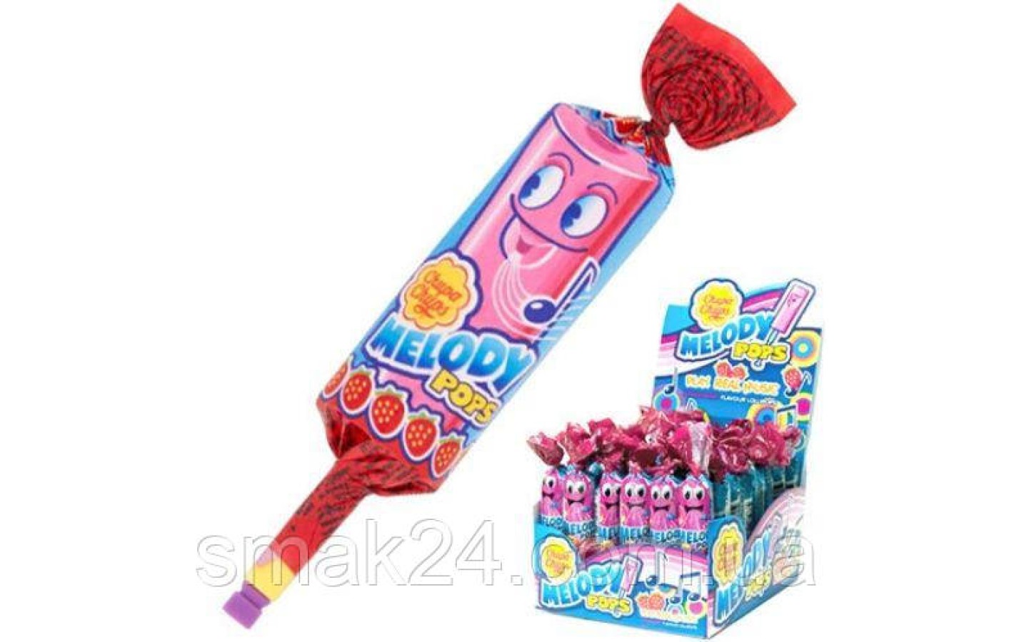 Конфеты на палочке со свистком Chupa Chups Melody Pops 1шт(15г) Испания