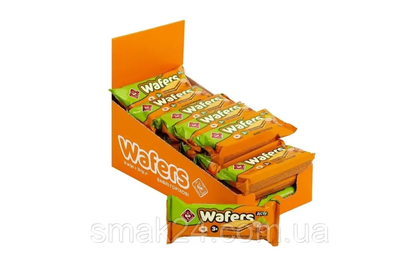 Вафлі з шоколадно-горіховою начинкою Wafers 50г (3шт) Україна
