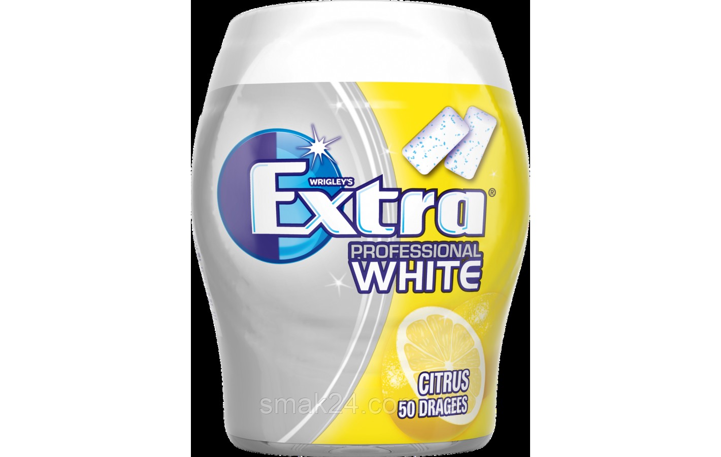 Жевательная резинка с отбеливающим эффектом Цитрус БЕЗ САХАРА Extra professional White Citrus 50шт Германия