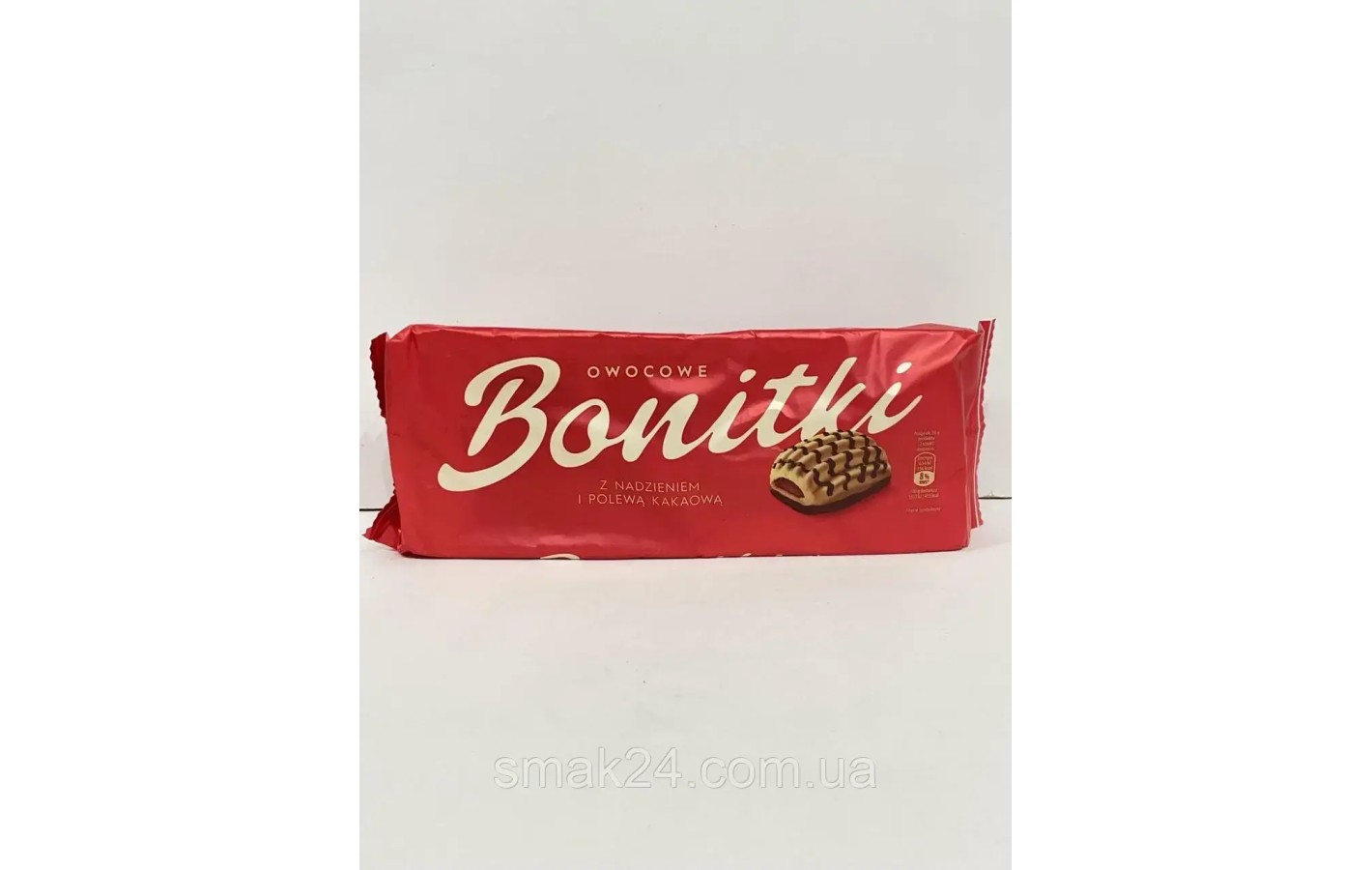Печиво бісквітне з начинкою та шоколадною глазур'ю Bonitki Owocowe z nadzieniem polewa kakaowa 240г Польща