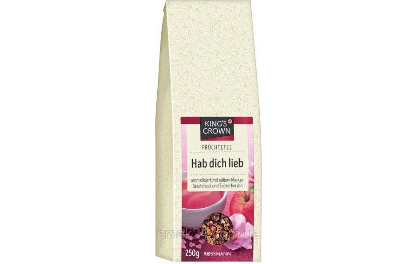 Чай фруктовый с манго и сахарными сердечками King's Crown Hab dich lieb 250г Германия