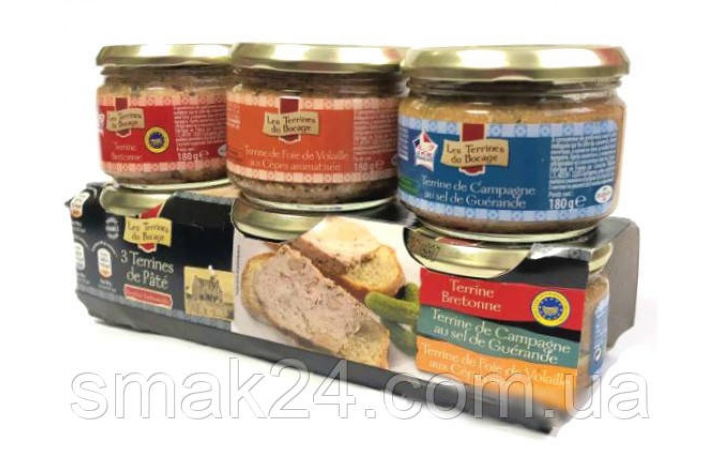 Паштет мясной 3 вида Les Terrines Du Bocage (3х180г) 540г Франция