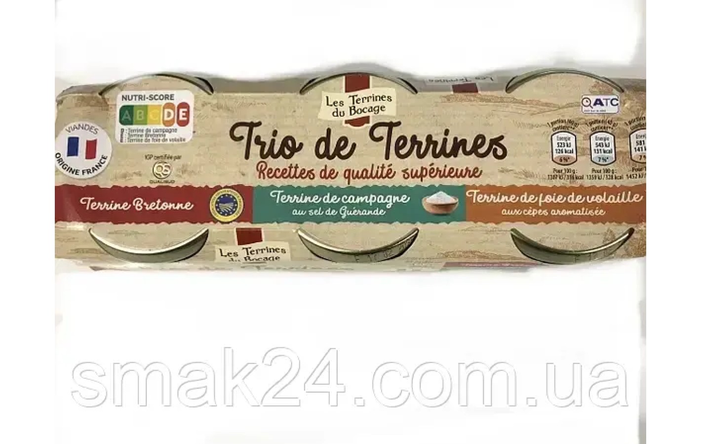 Паштет мясной 3 вида Les Terrines Du Bocage (3х180г) 540г Франция