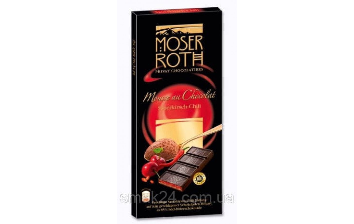 Шоколад черный Moser Roth Sauerkirisch-Chili 85% какао вишня+перец чили 150г