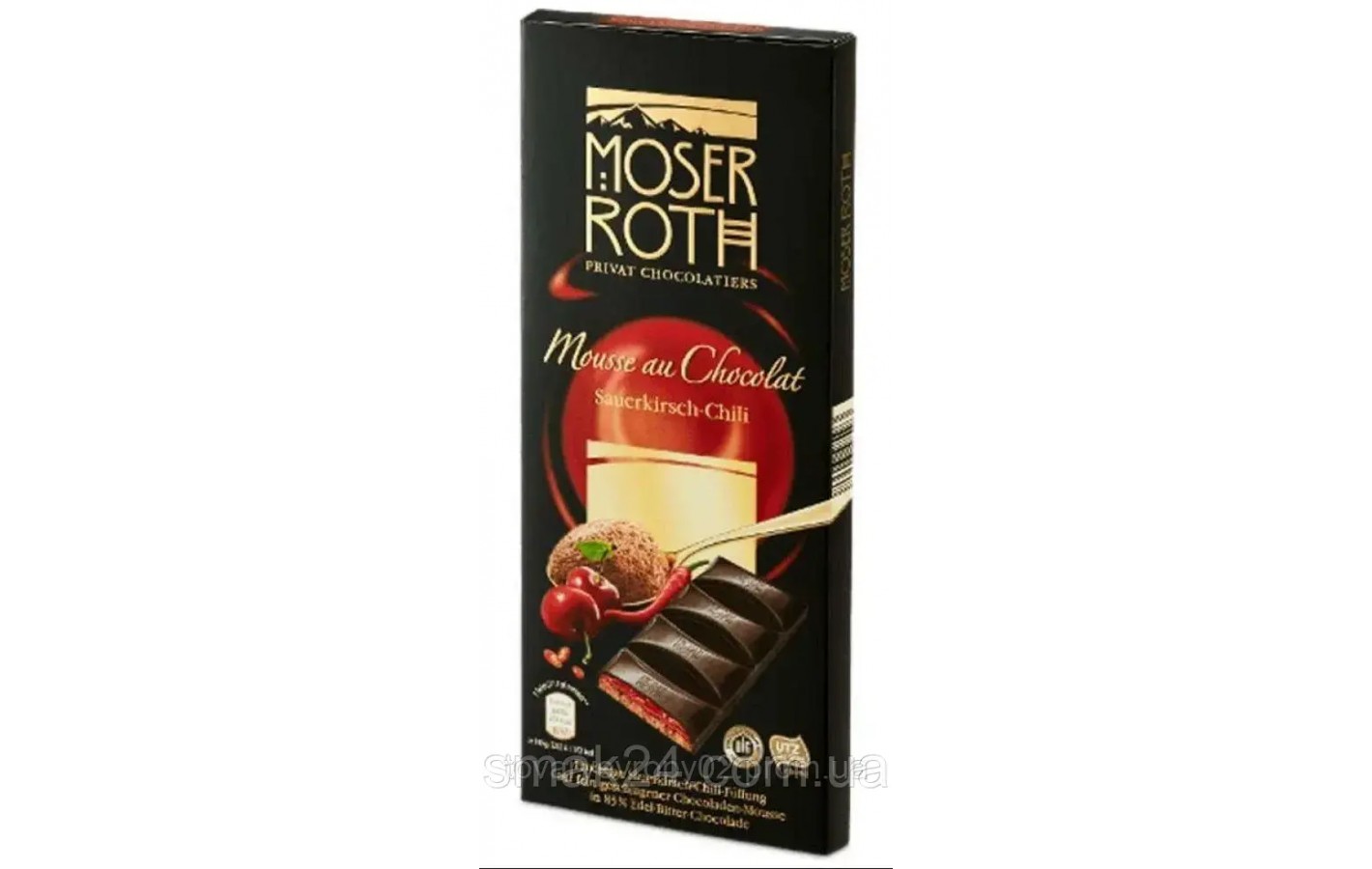 Шоколад черный Moser Roth Sauerkirisch-Chili 85% какао вишня+перец чили 150г