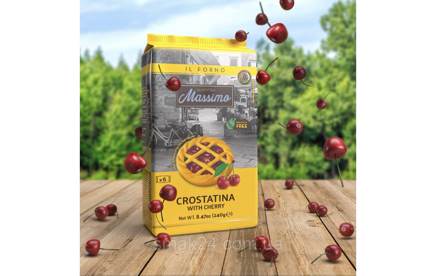 Тарталетка (печенье) с вишнёвым джемом Maestro Massimo il forno crostatina whith cherry 240г Италия