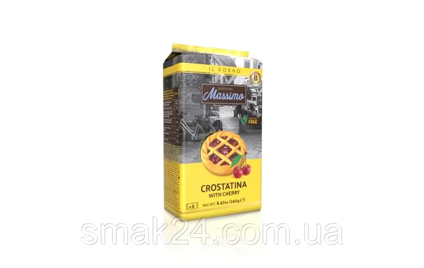 Тарталетка (печенье) с вишнёвым джемом Maestro Massimo il forno crostatina whith cherry 240г Италия