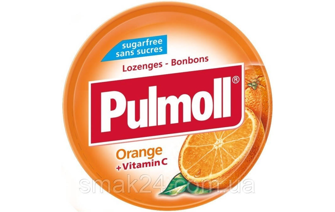 Леденцы (конфеты) Апельсин + витамин С БЕЗ САХАРА Pulmoll Orange +vitamin C 45г Германия