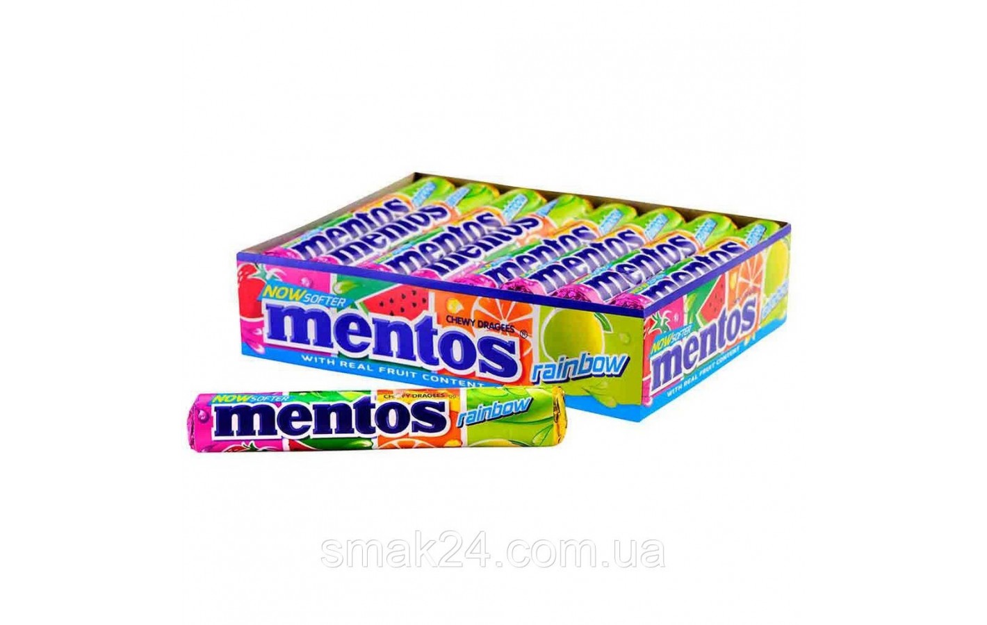 Жувальні драже мікс фруктовий Веселка Mentos Rainbow (7 смаків) 37.5 г