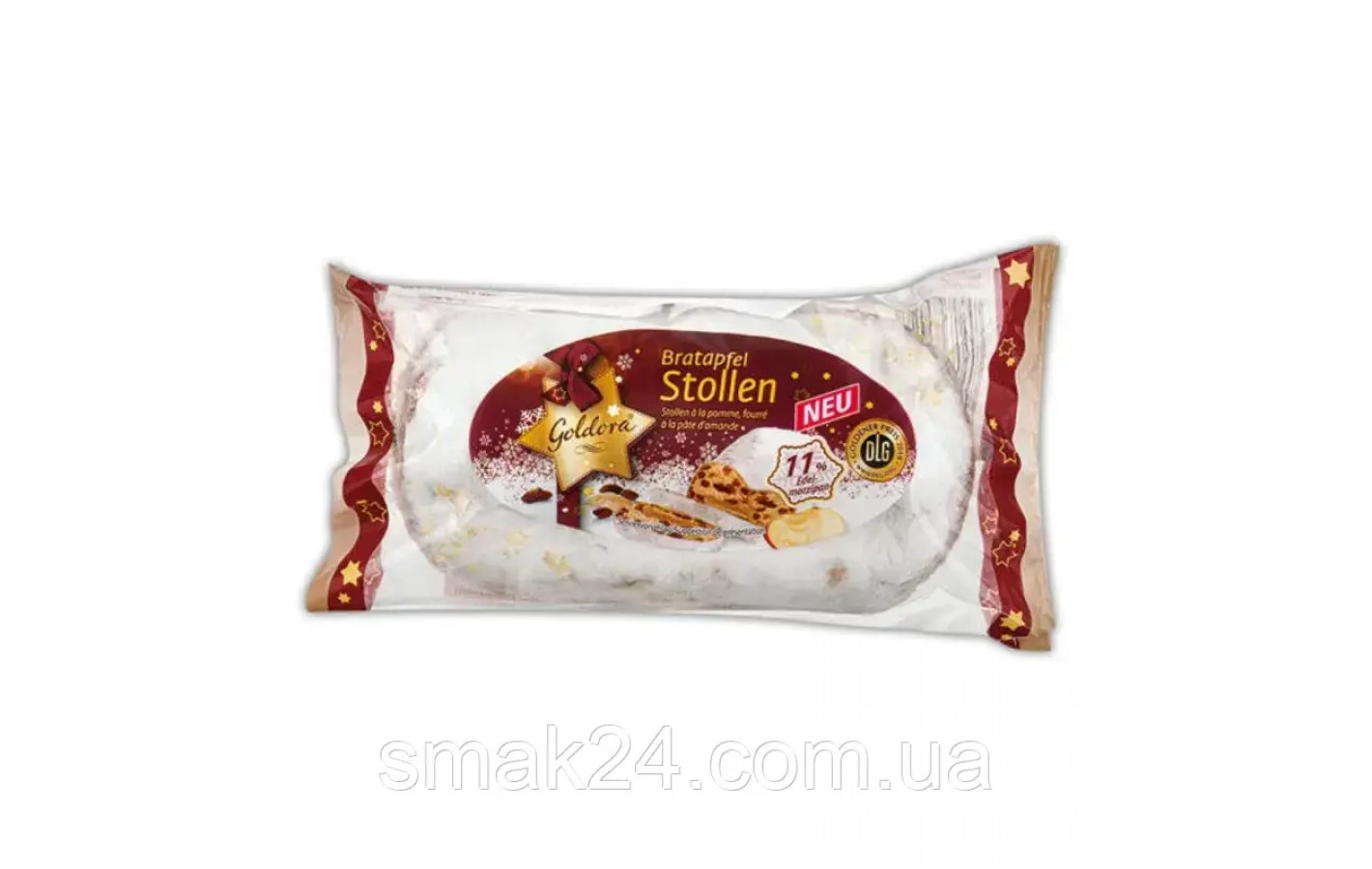 Рождественский кекс (Штоллен) с марципаном и изюмом Goldora Edelmarzipan Stollen1кг Германия