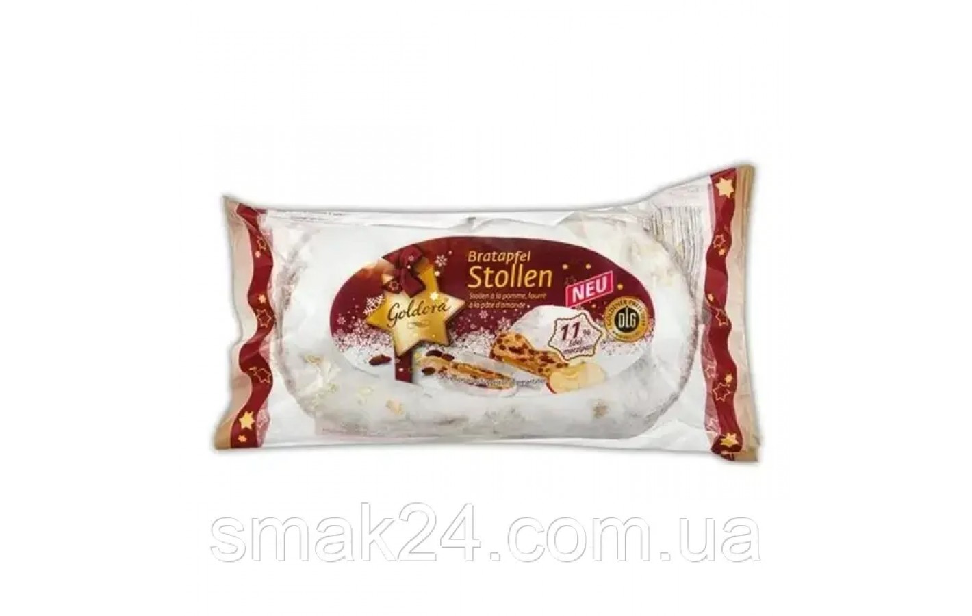 Рождественский кекс (Штоллен) с марципаном и изюмом Goldora Edelmarzipan Stollen1кг Германия