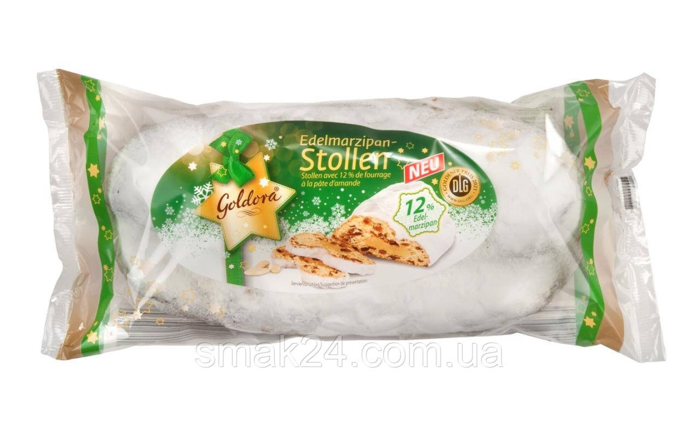 Рождественский кекс (Штоллен) с марципаном и изюмом Goldora Edelmarzipan Stollen1кг Германия