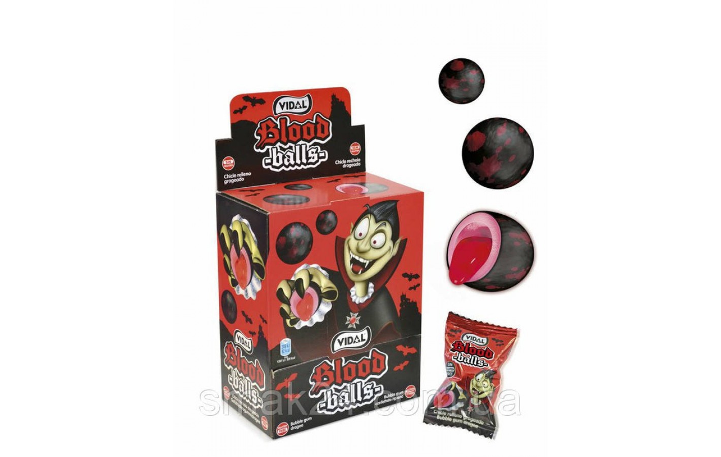Жевательные резинки БЕЗ ГЛЮТЕНА  Кровавые Vidal Blood Balls 5 г Испания