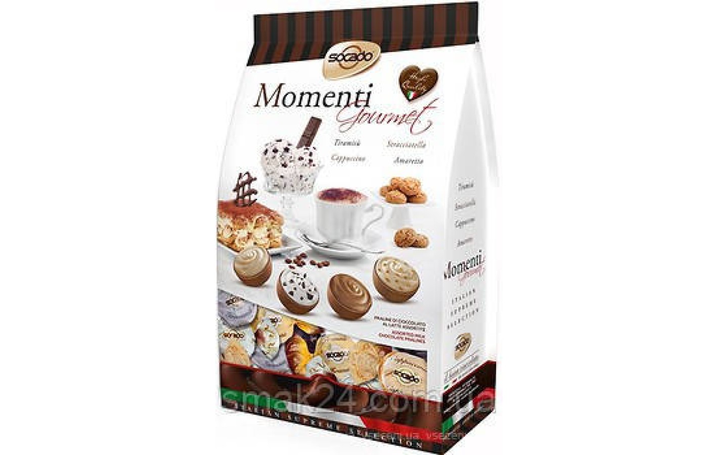 Конфеты шоколадные  Моменты Гурманов Ассорти 4 вкуса Socado Momenti Gourmet 250г Италия
