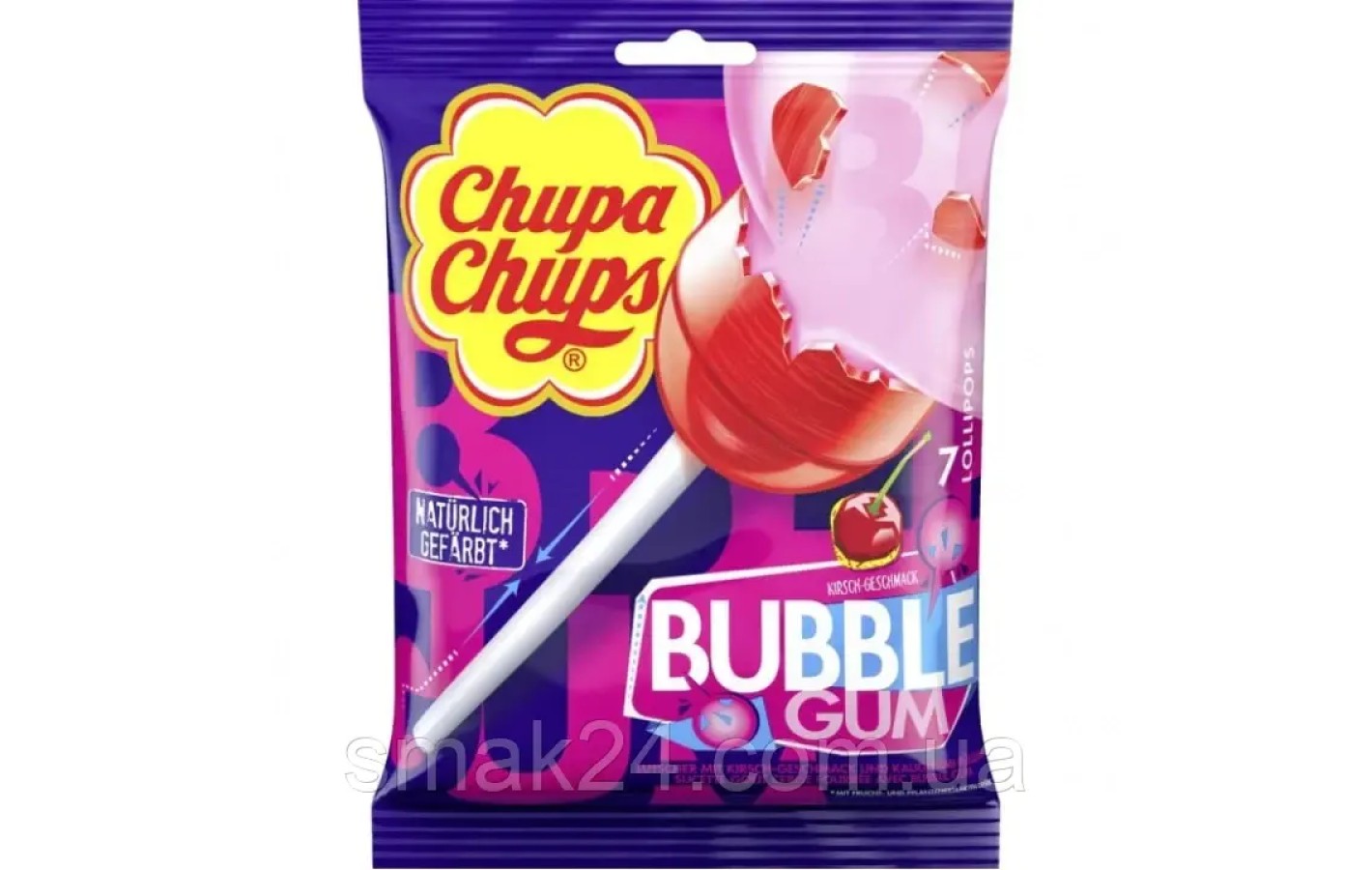 Конфеты на палочке c жевательной резинкой Chupa Chups Bubble Gum 10шт/120г Испания