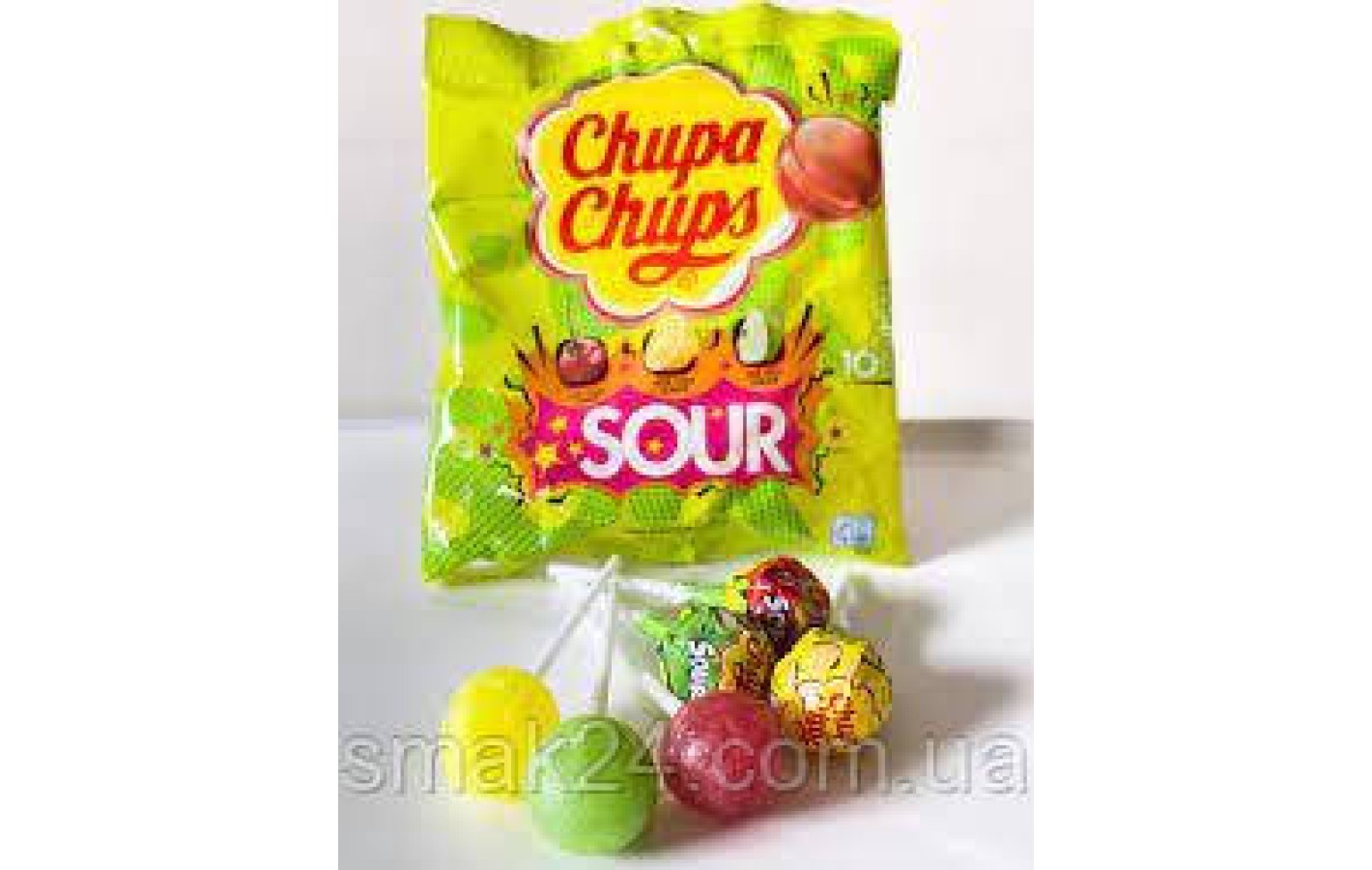 Конфеты на палочке c фруктово-кислым вкусом Chupa Chups Sour 10шт/120г Испания