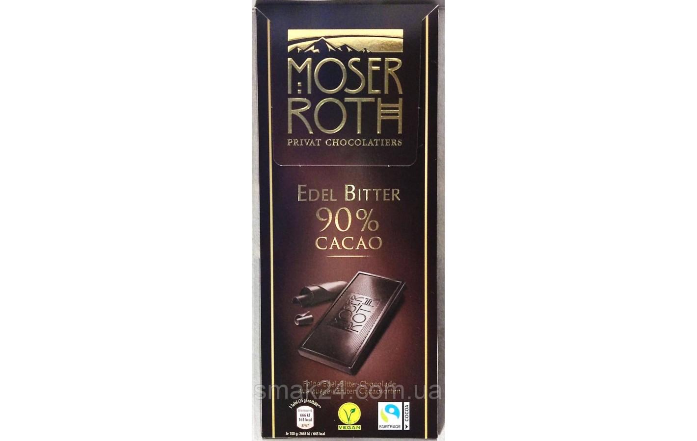 Шоколад черный 90% какао Moser Roth Edel Bitter 90% cacao 125г Германия
