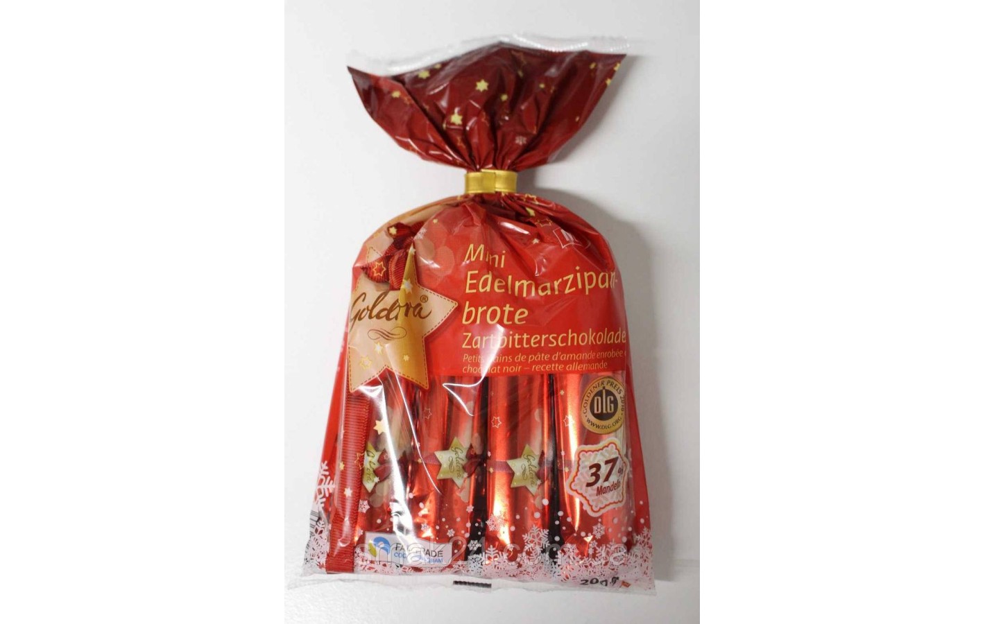 Марципан у чорному шоколаді Goldora Mini Edelmarzipan-brot Zartbitterschokolade 200 г Німеччина