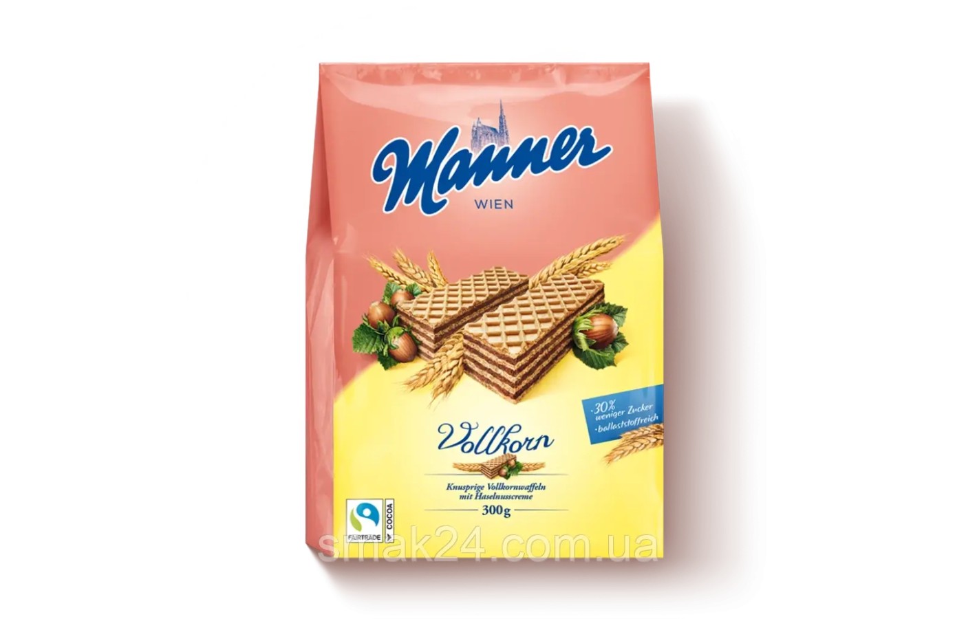 Міні-Вафлі Віденські цільнозернові з шоколадно-горіховим кремом Manner Wien Vollkorn 300г Австрія