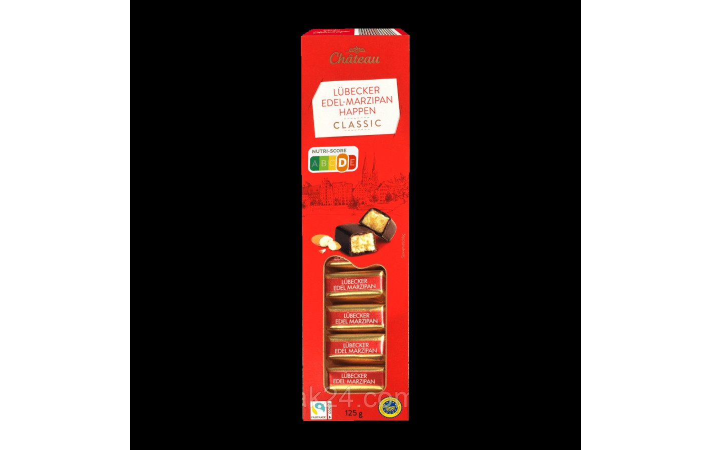 Марципан у чорному шоколаді (конфети) Chateau Lubecker Edel-marzipan happen Classic 125 г Німеччина