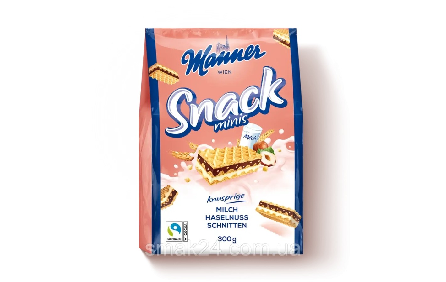 Міні-Вафлі Венські цілозернові із шоколадно-горіховим кремом Manner Wien Vollkorn 300 г Австрія