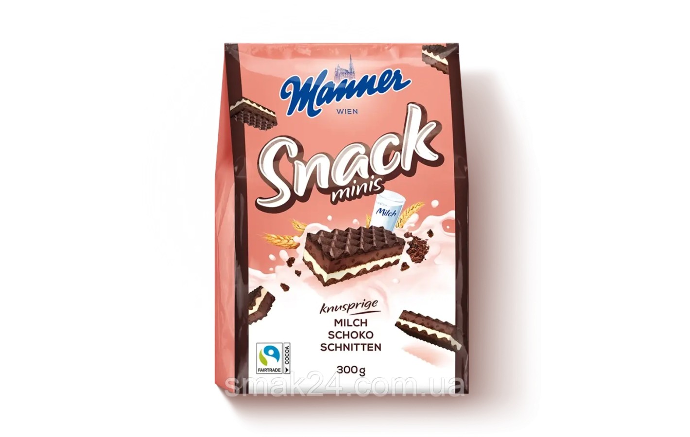 Міні-Вафлі Венські з молочним і шоколадно-горіховим кремом Manner Wien Snack Knusprige 300 г Австрія