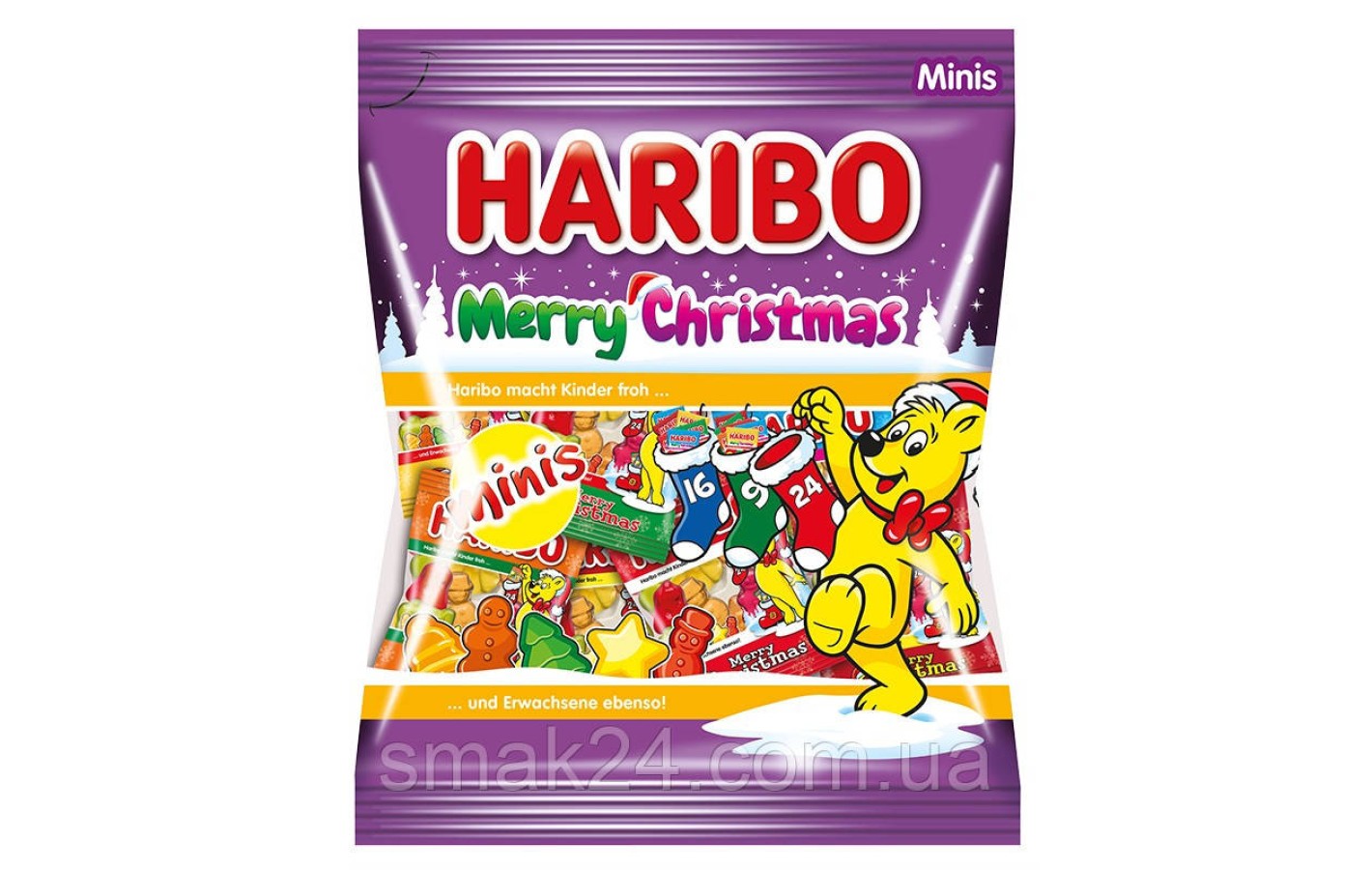 Желейні мініконфети Щасливого Різдва Haribo Mini Merry Christmas (24 пакетики) 250 г Німеччина