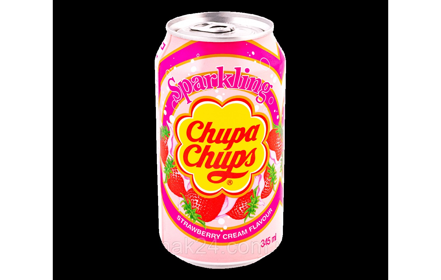 Напиток газированный со вкусом клубники со сливками Chupa Chups Strawberry&Cream 345мл ж/б Корея