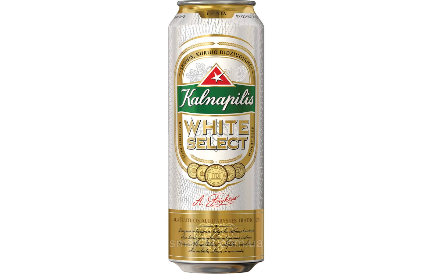 Пиво белое пастеризованное Kalnapilis White Select 5.0% 0.568л Литва