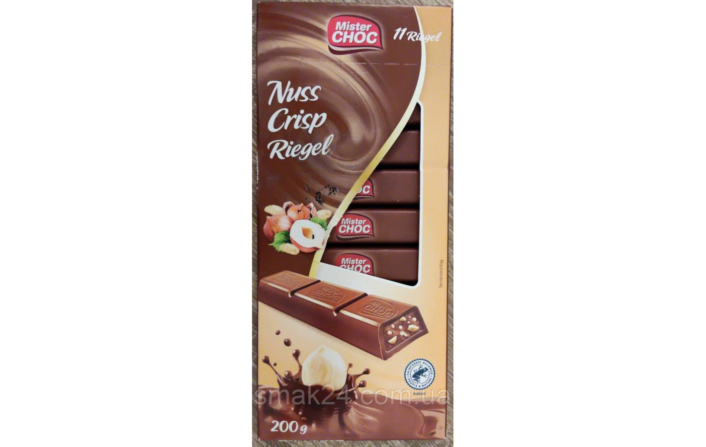 Шоколад молочный с фундуком Nuss Crisp Mister Choc 200г Германия