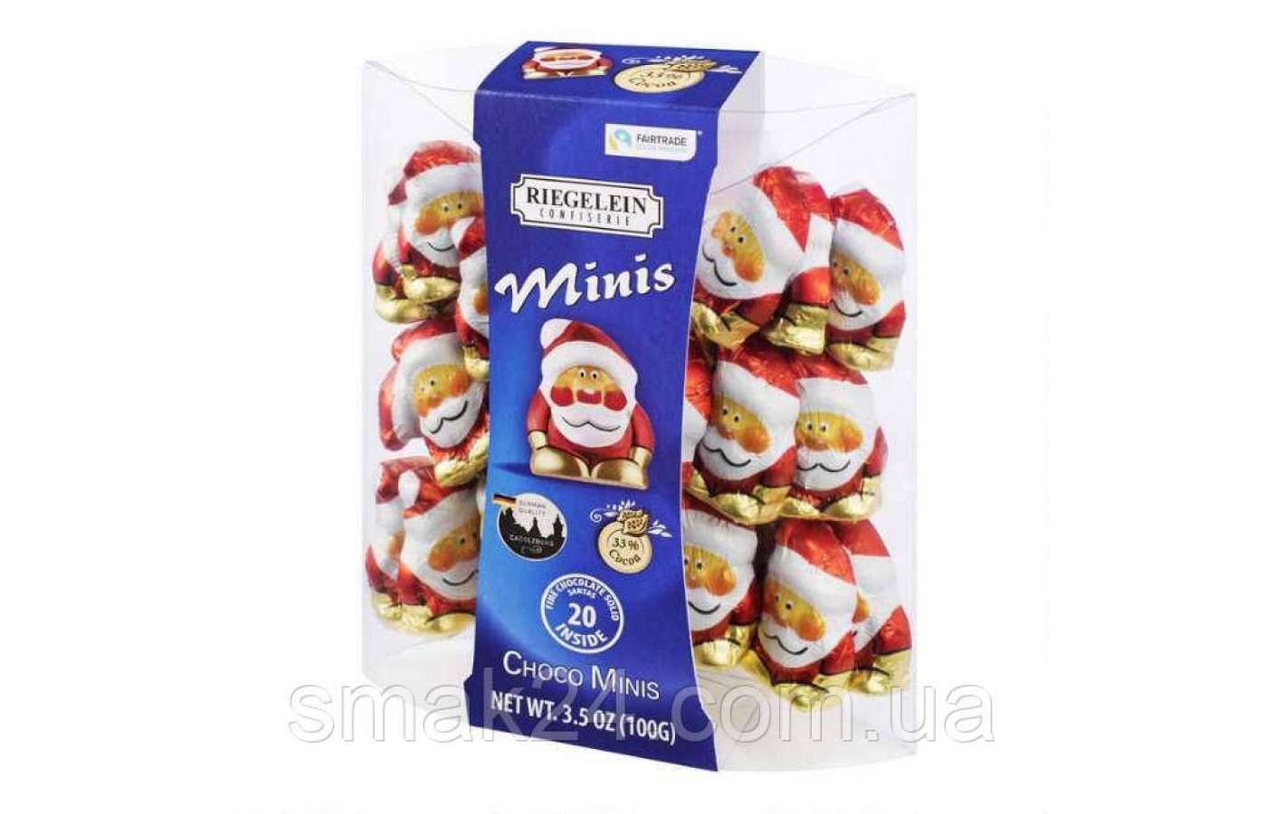 Мінішоколад молочний Санта Клауси Riegelein coco minis 125 г Німеччина