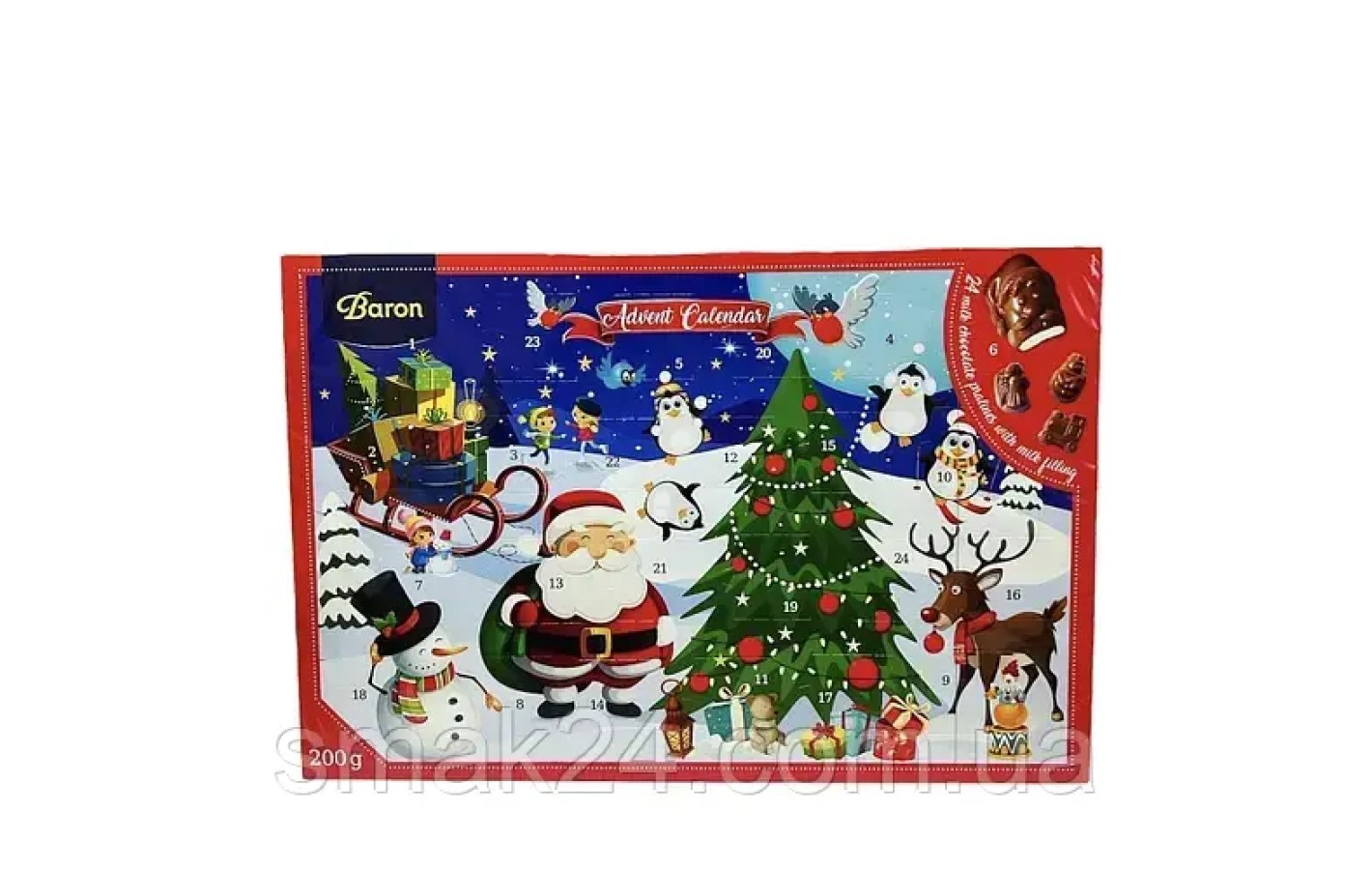 Шоколадный Адвент календарь Baron Advent Польша 200г