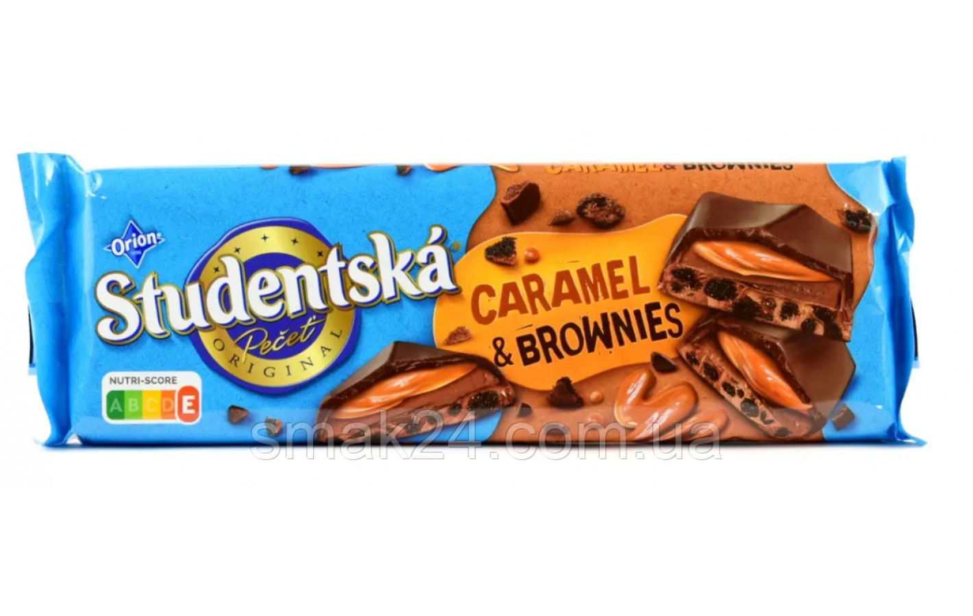 Чорний шоколад з карамеллю та печивом Studentska Caramel & Brownies 240г Чехія