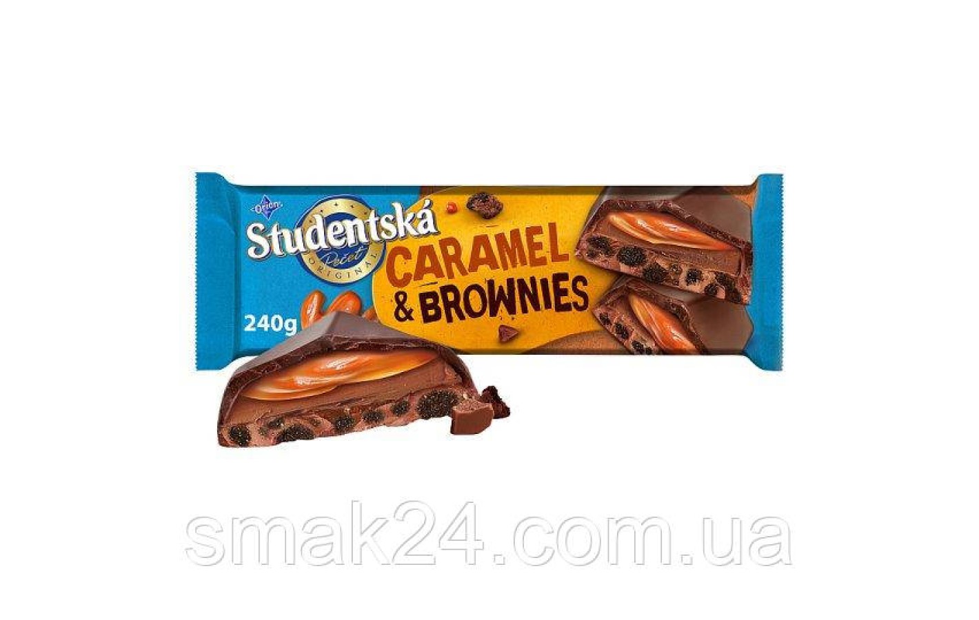 Чорний шоколад з карамеллю та печивом Studentska Caramel & Brownies 240г Чехія