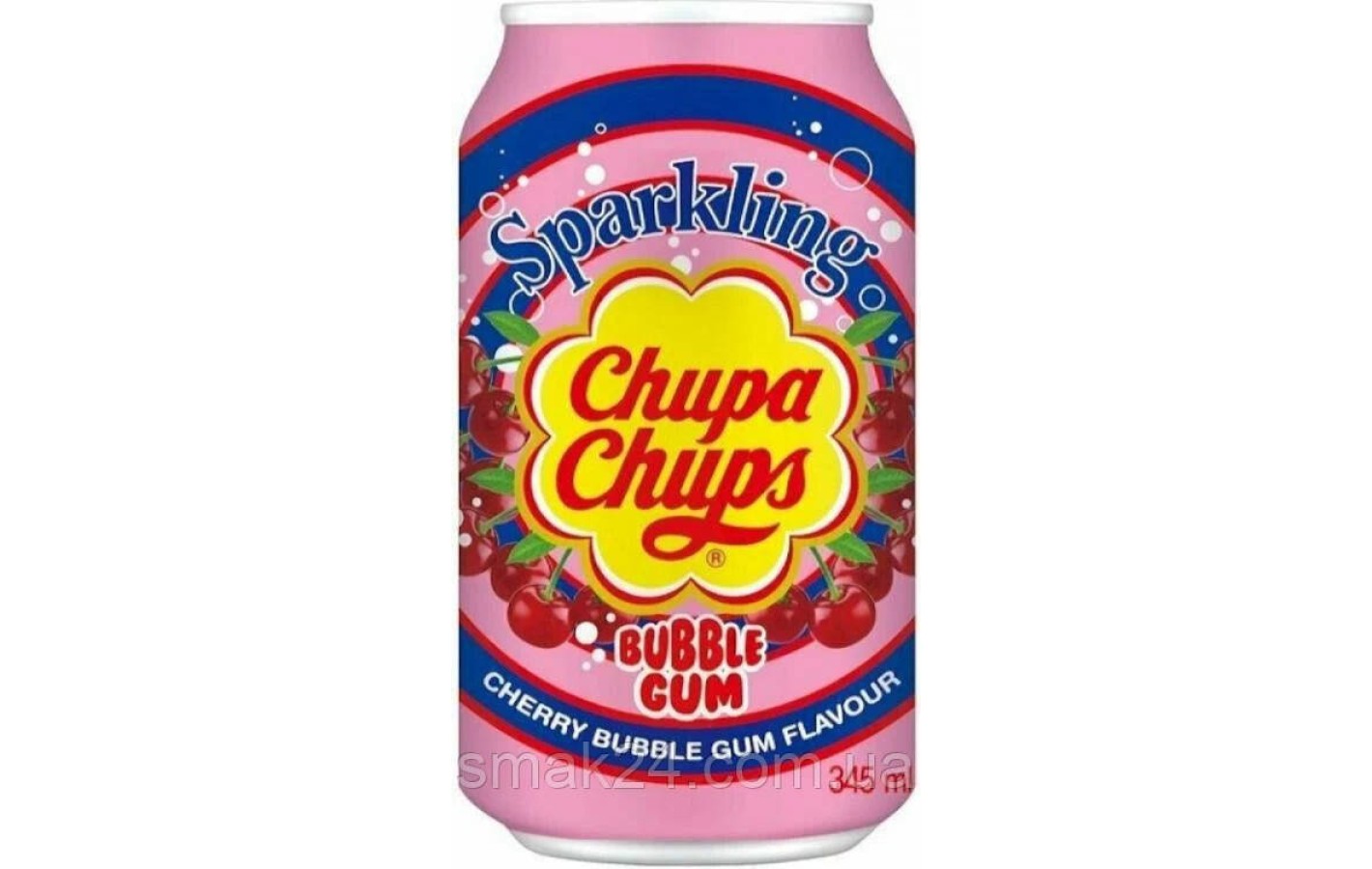 Напиток газированный со вкусом вишневой жевательной резинки Chupa Chups Bubble Gum 345мл ж/б Корея