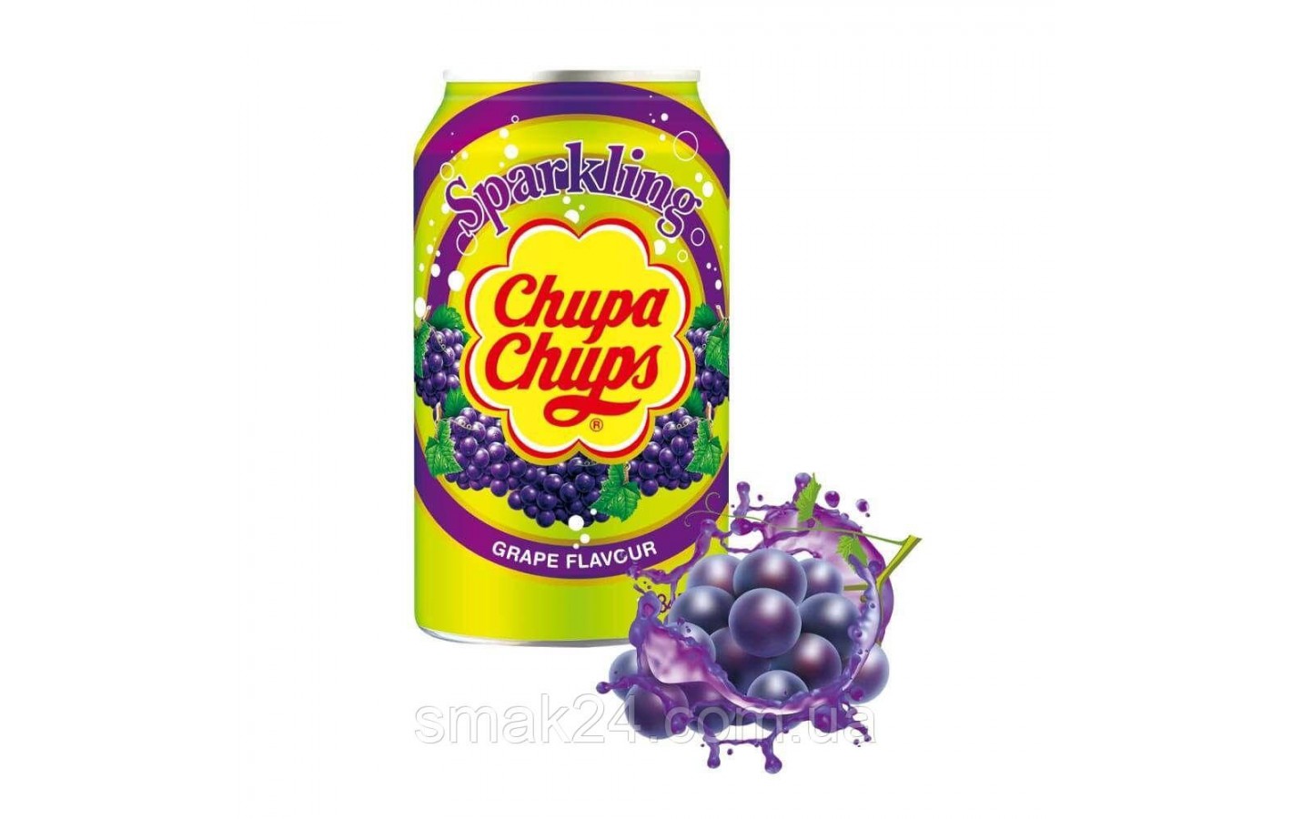 Напиток газированный со вкусом винограда Chupa Chups Grape 345мл ж/б Корея