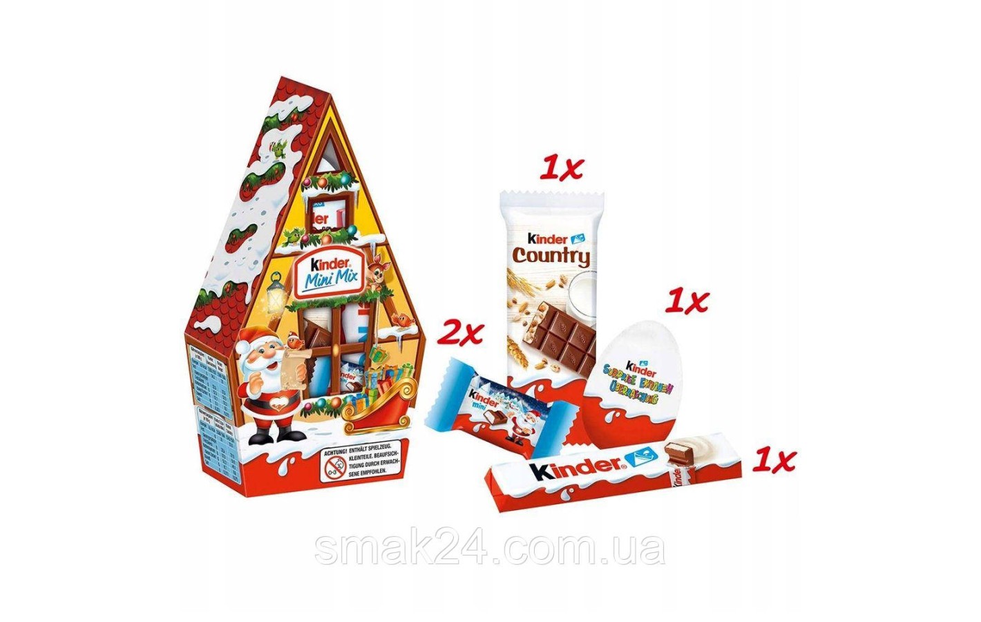 Новорічний подарунковий набір Будиночок Kinder Mini Mix 76г (5шт) Італія