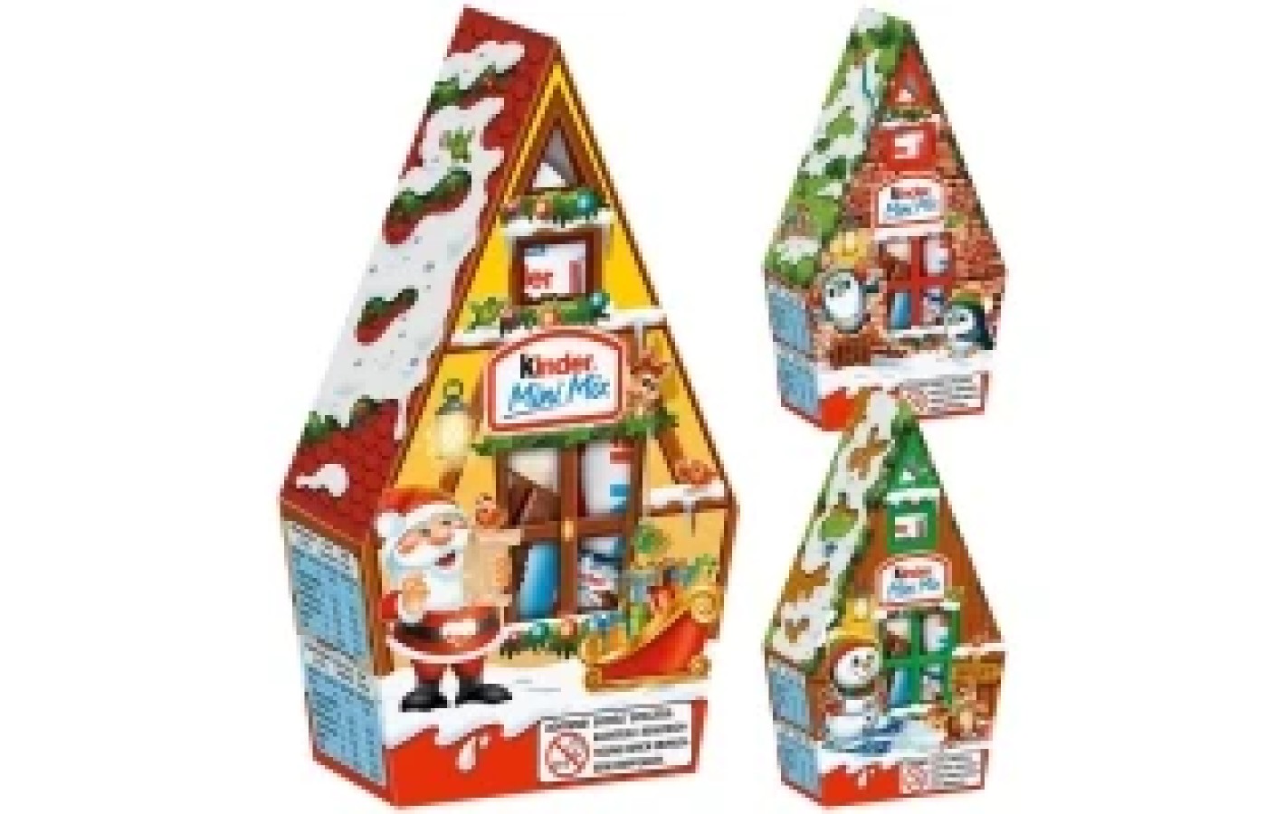Новорічний подарунковий набір Будиночок Kinder Mini Mix 76г (5шт) Італія
