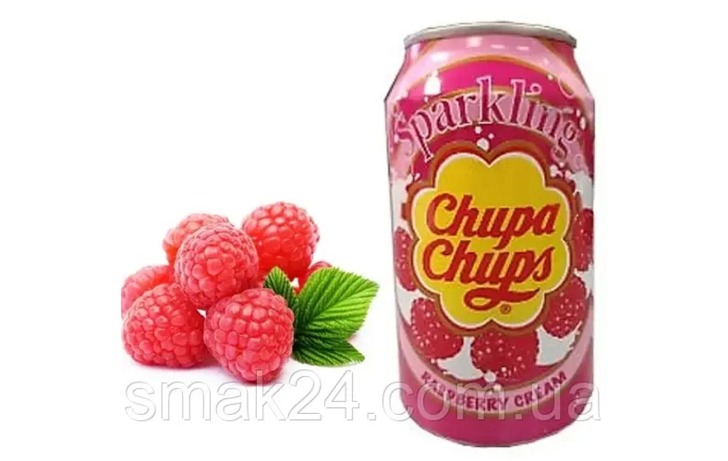 Напиток газированный со вкусом малины со сливками Chupa Chups Raspberry&Cream 345мл ж/б Корея