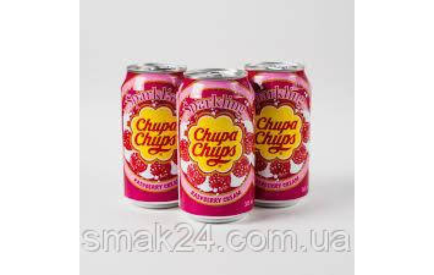 Напиток газированный со вкусом малины со сливками Chupa Chups Raspberry&Cream 345мл ж/б Корея