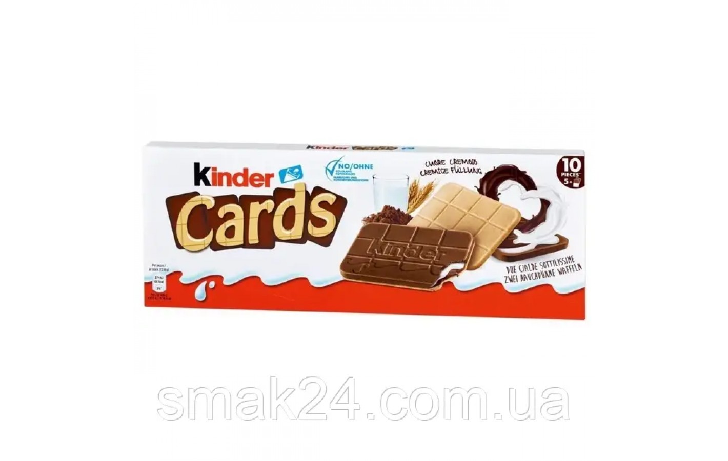 Печенье с шоколадно-молочной начинкой Kinder Cards (10шт х 12,8г) 128г Польша