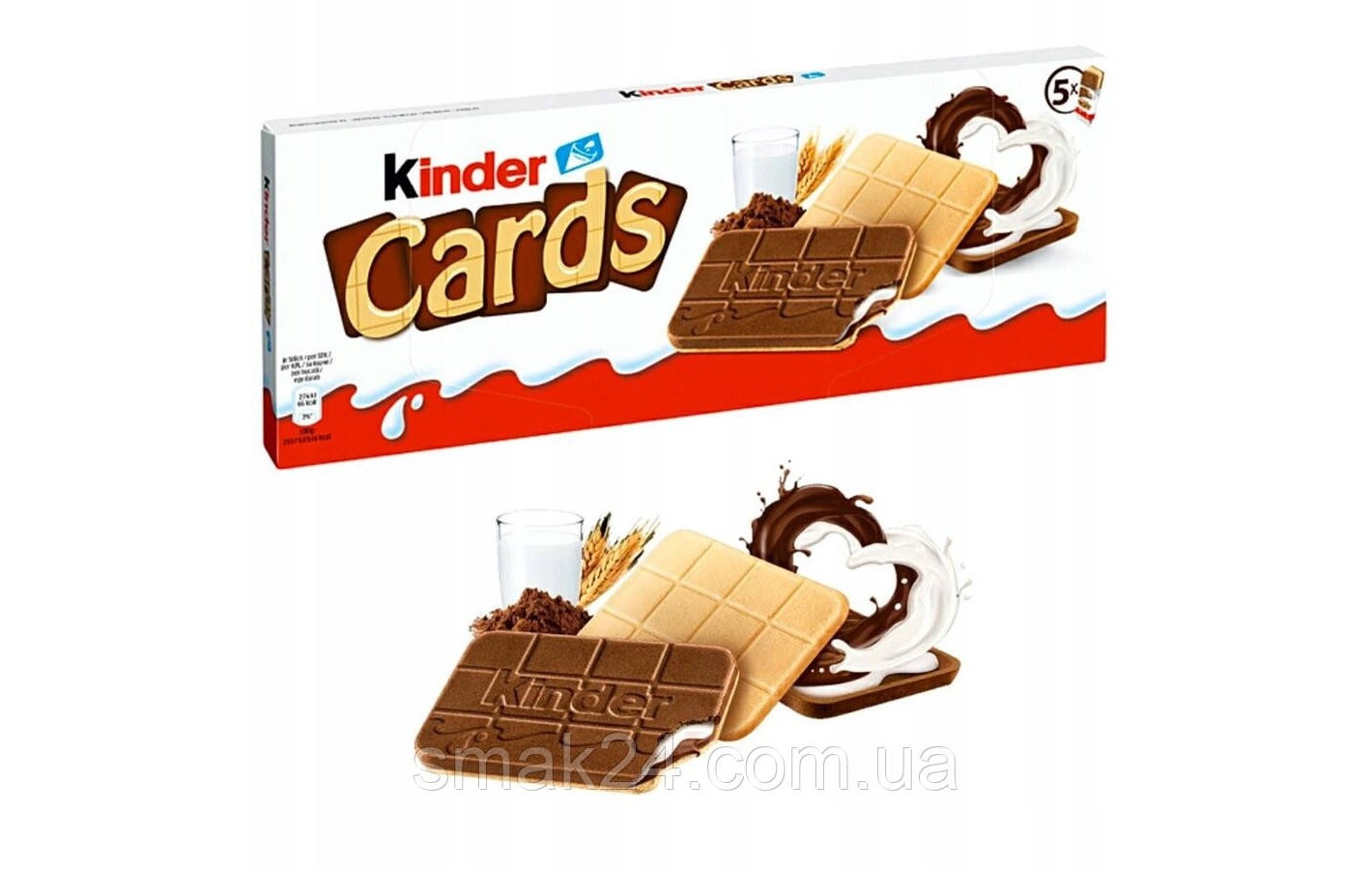 Печенье с шоколадно-молочной начинкой Kinder Cards (10шт х 12,8г) 128г Польша