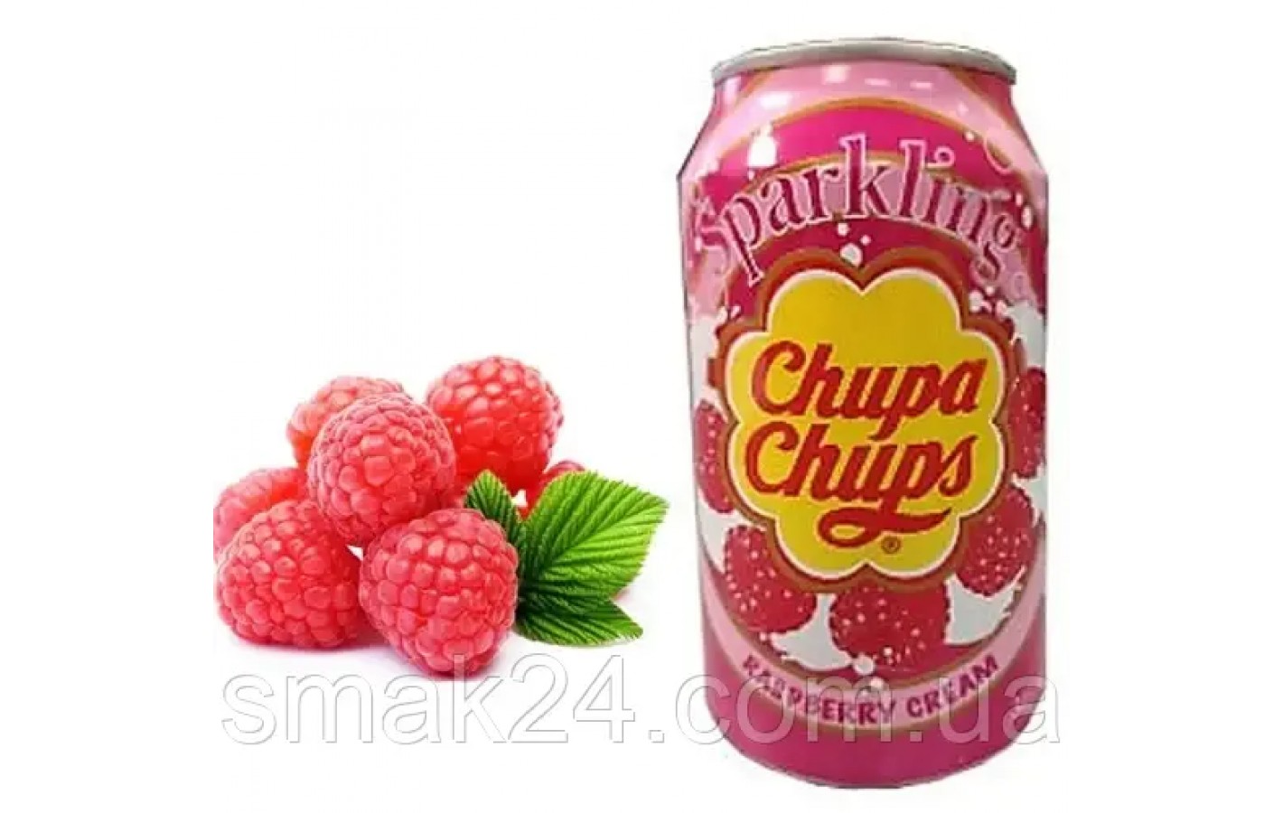 Напиток газированный со вкусом малины со сливками Chupa Chups Raspberry&Cream 345мл ж/б Корея