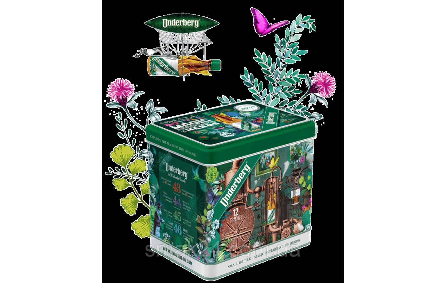 Подарочный набор с настойками Underbg Small Bottle-Magic experience of herbs (12х20мл) 240мл Германия