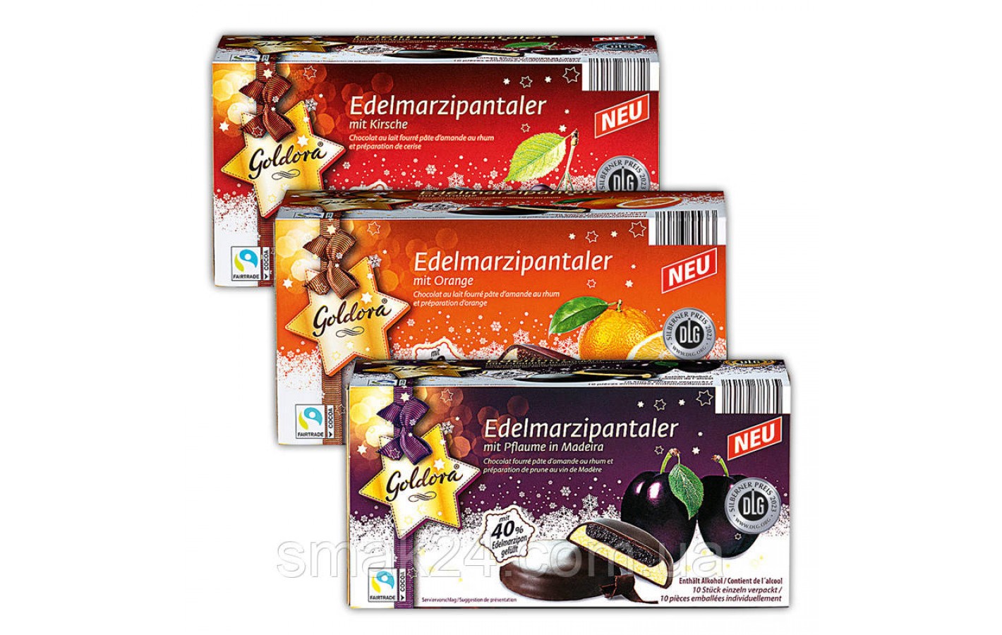 Марципан у шоколаді з вишнею Goldora Edelmarzipantaler Mit Kirsche 300 г Німеччина